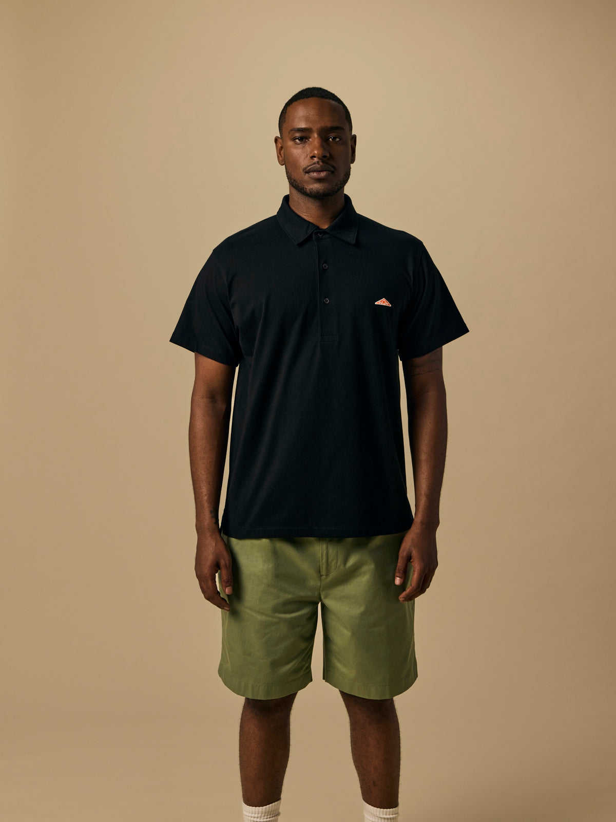 Organic Cotton Jersey Polo in Black [color:Black]