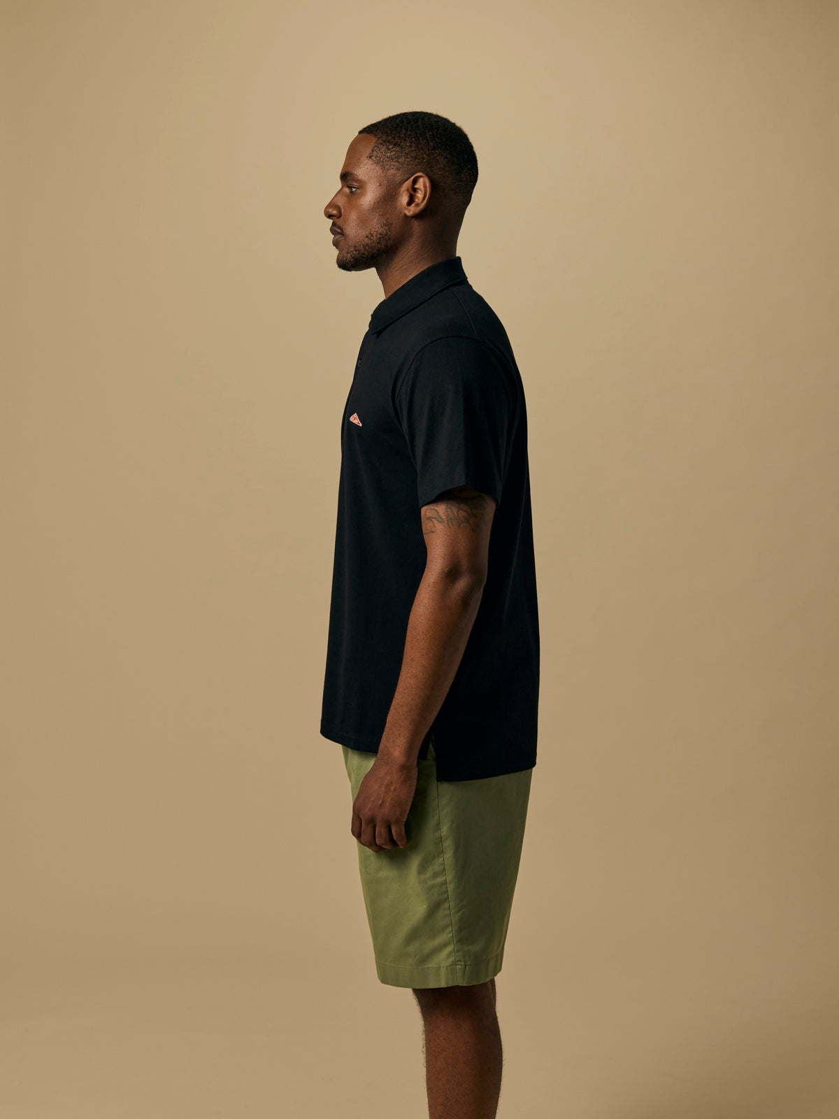 Organic Cotton Jersey Polo in Black [color:Black]