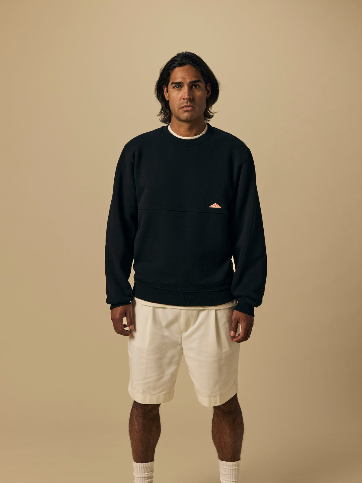 Organic Cotton Fleece Crewneck in Black [color:Black]