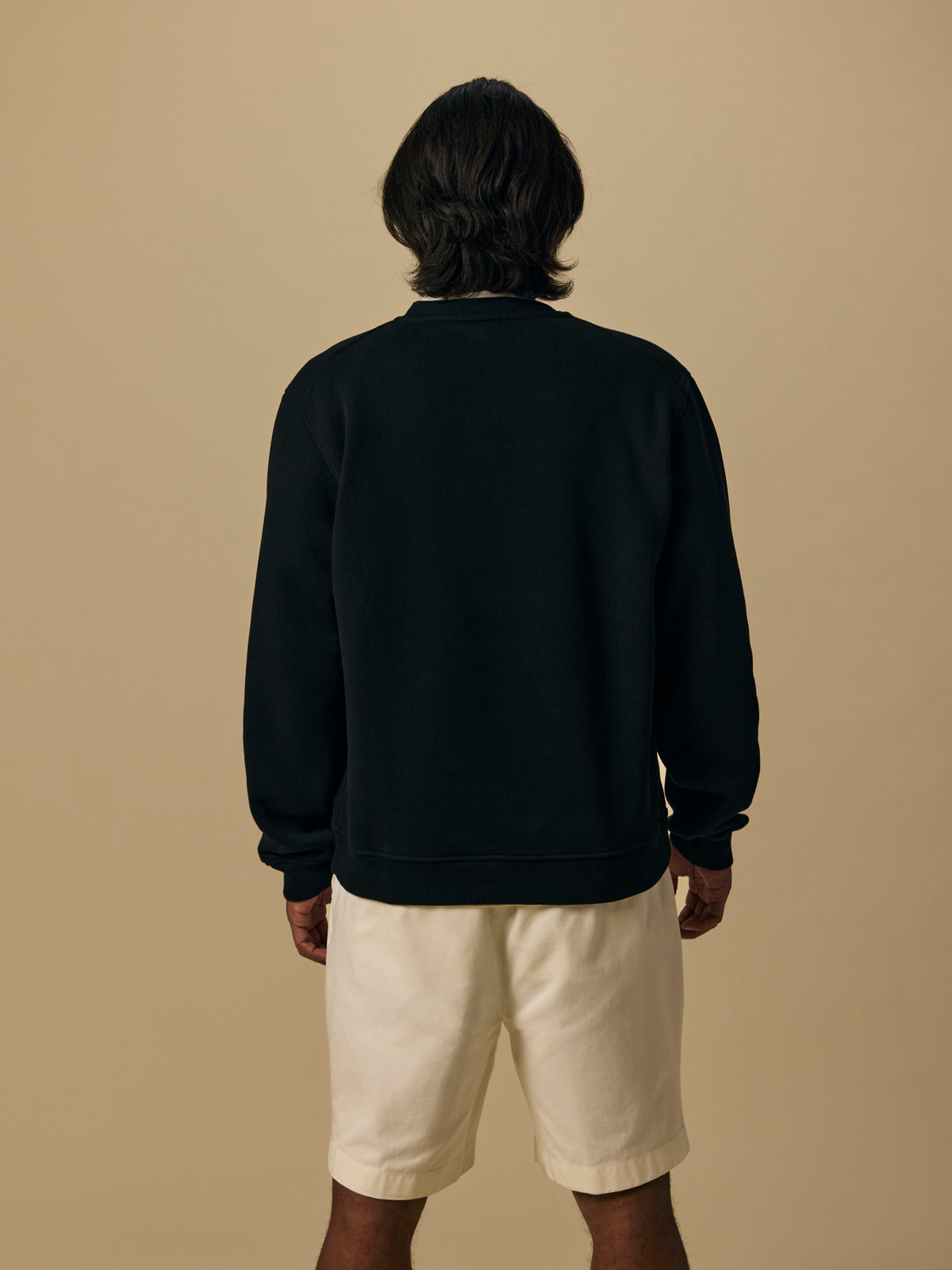 Organic Cotton Fleece Crewneck in Black [color:Black]