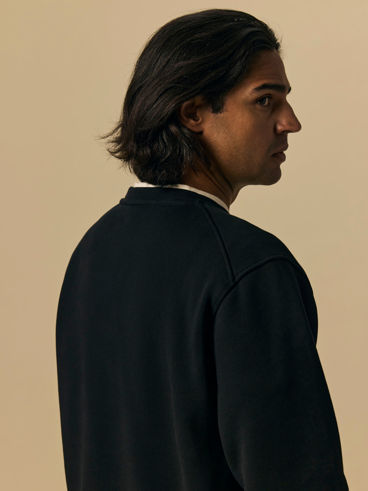 Organic Cotton Fleece Crewneck in Black [color:Black]