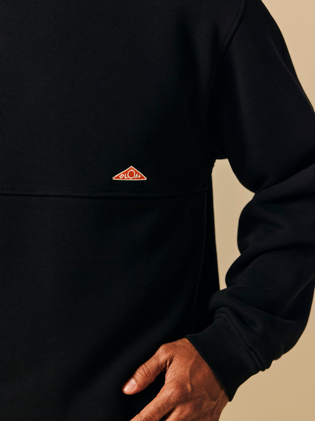 Organic Cotton Fleece Crewneck in Black [color:Black]