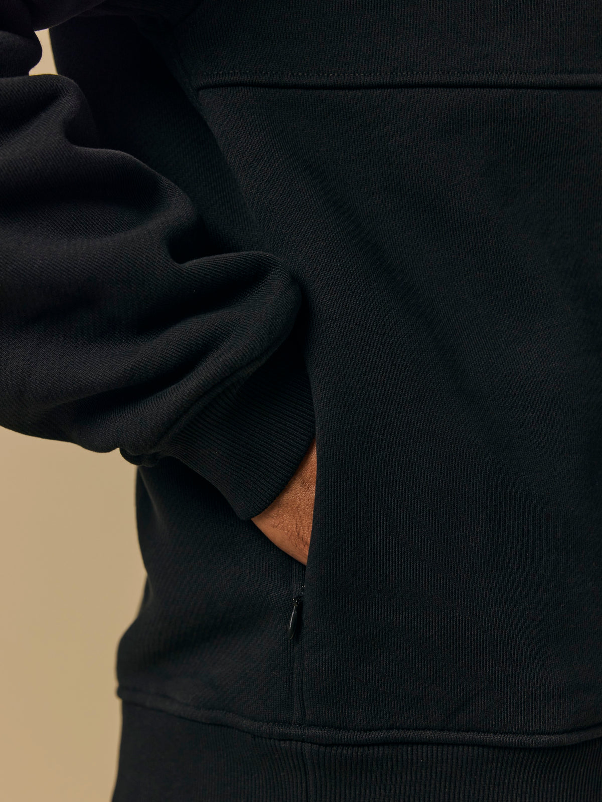 Organic Cotton Fleece Crewneck in Black [color:Black]