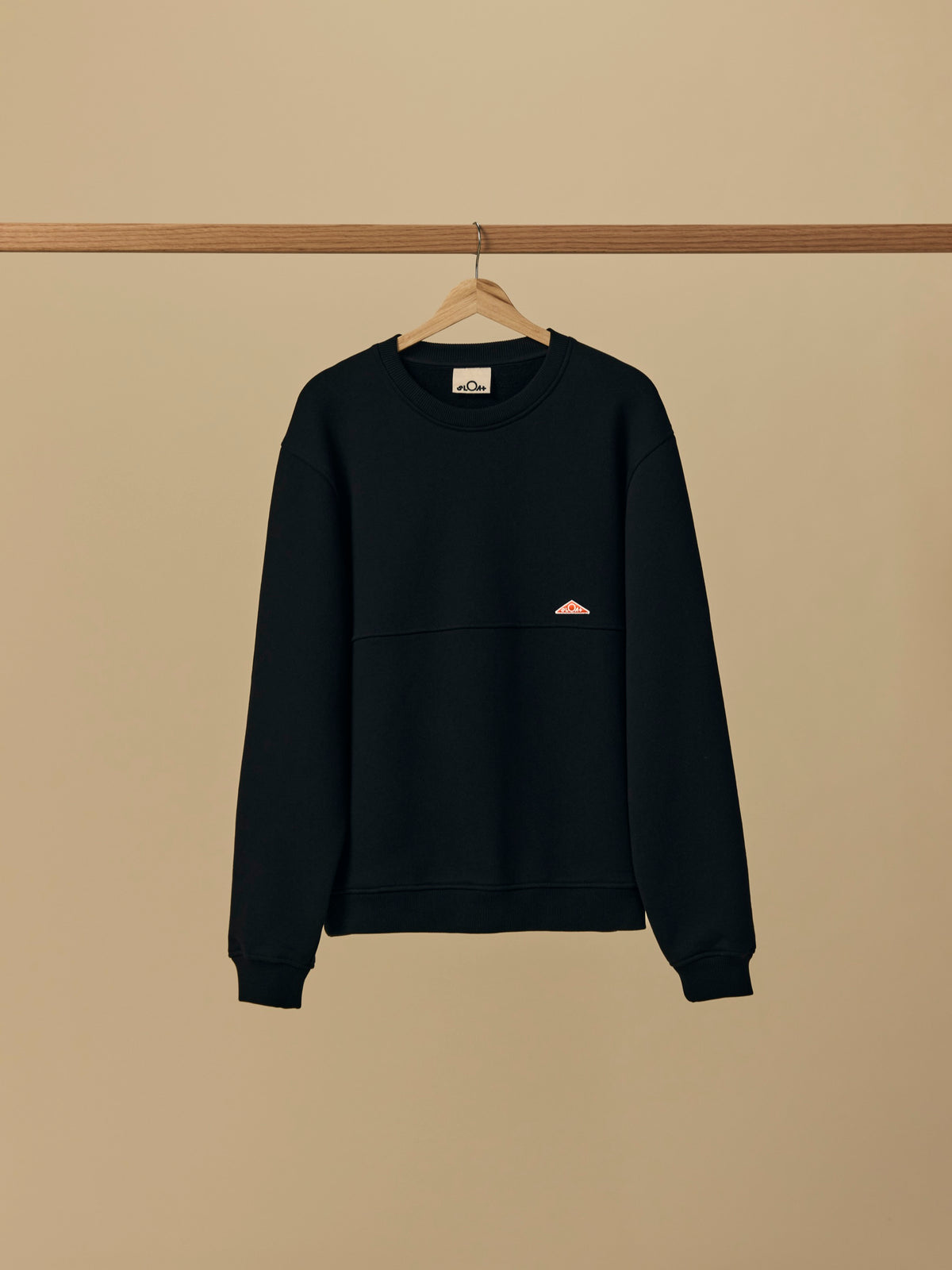Organic Cotton Fleece Crewneck in Black [color:Black]