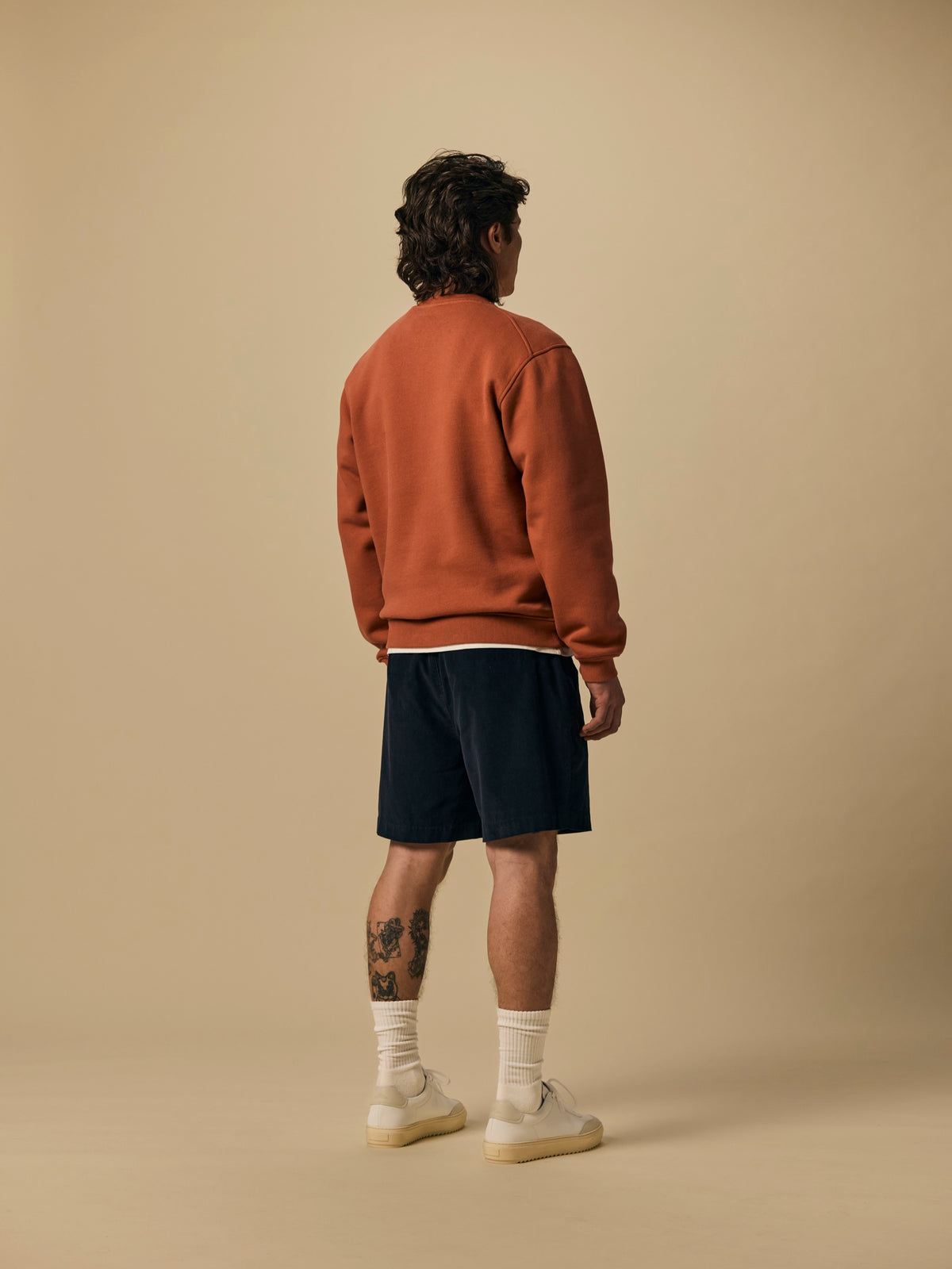 Organic Cotton Fleece Crewneck in Redwood Burl [color:Redwood Burl]