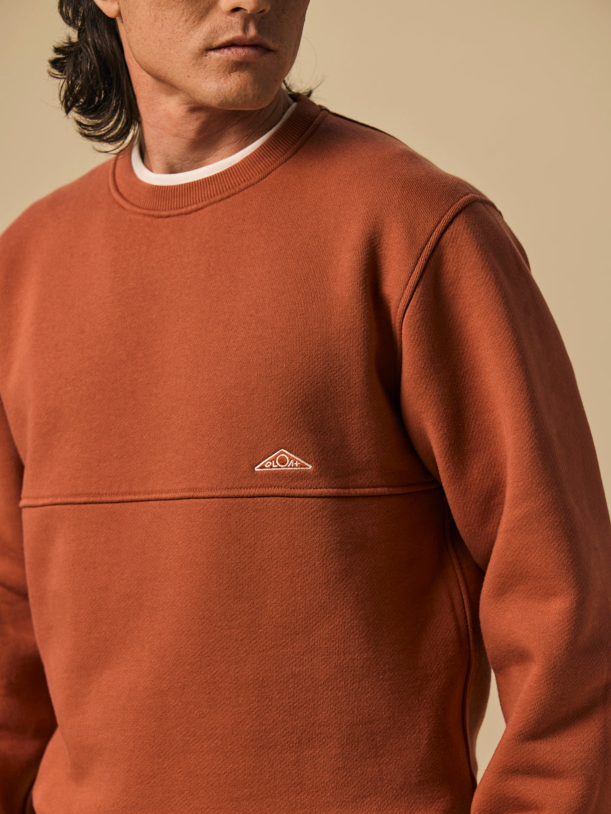 Organic Cotton Fleece Crewneck in Redwood Burl [color:Redwood Burl]