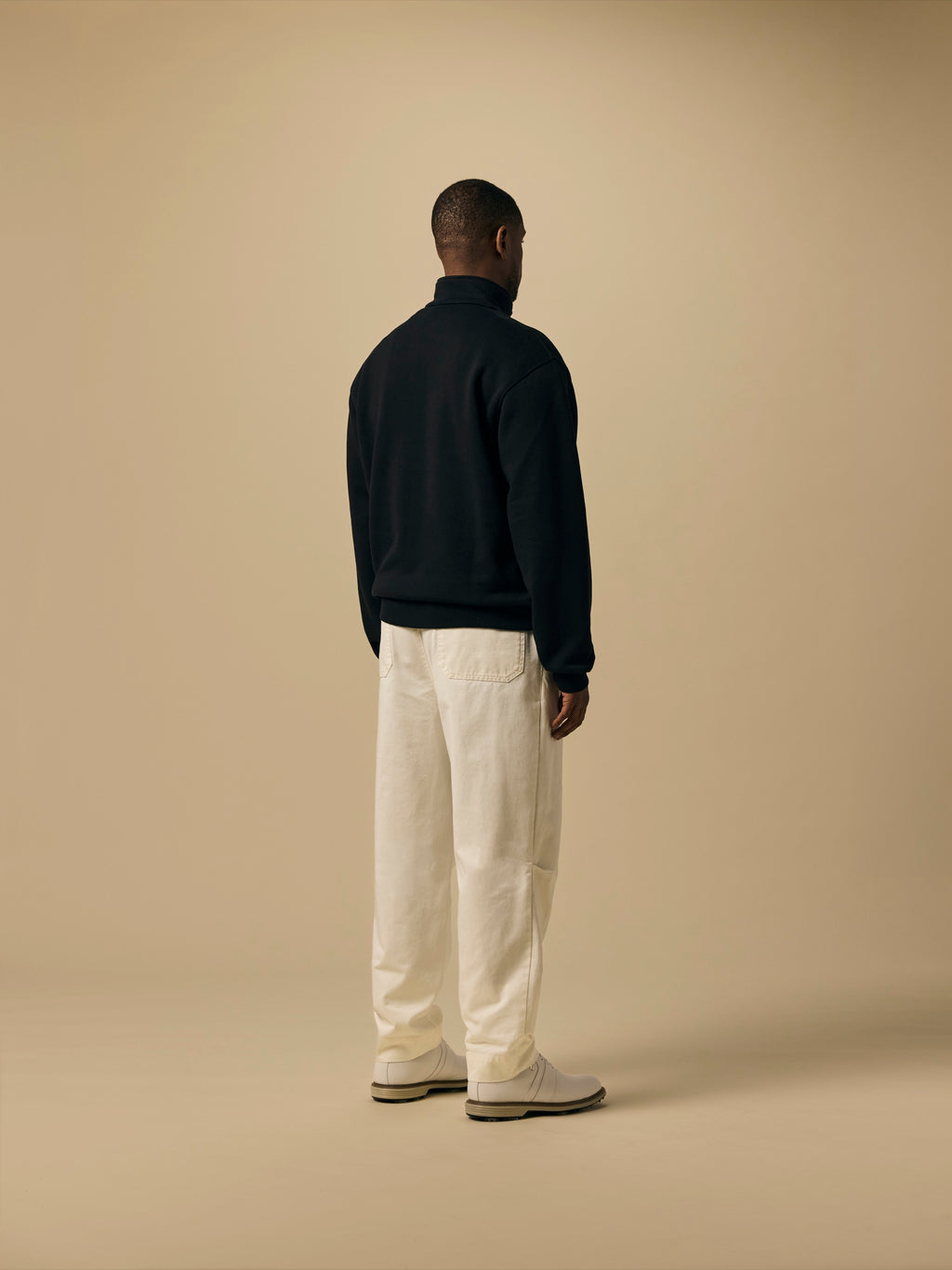 Organic Cotton Fleece Quarter Zip in Black [color:Black]