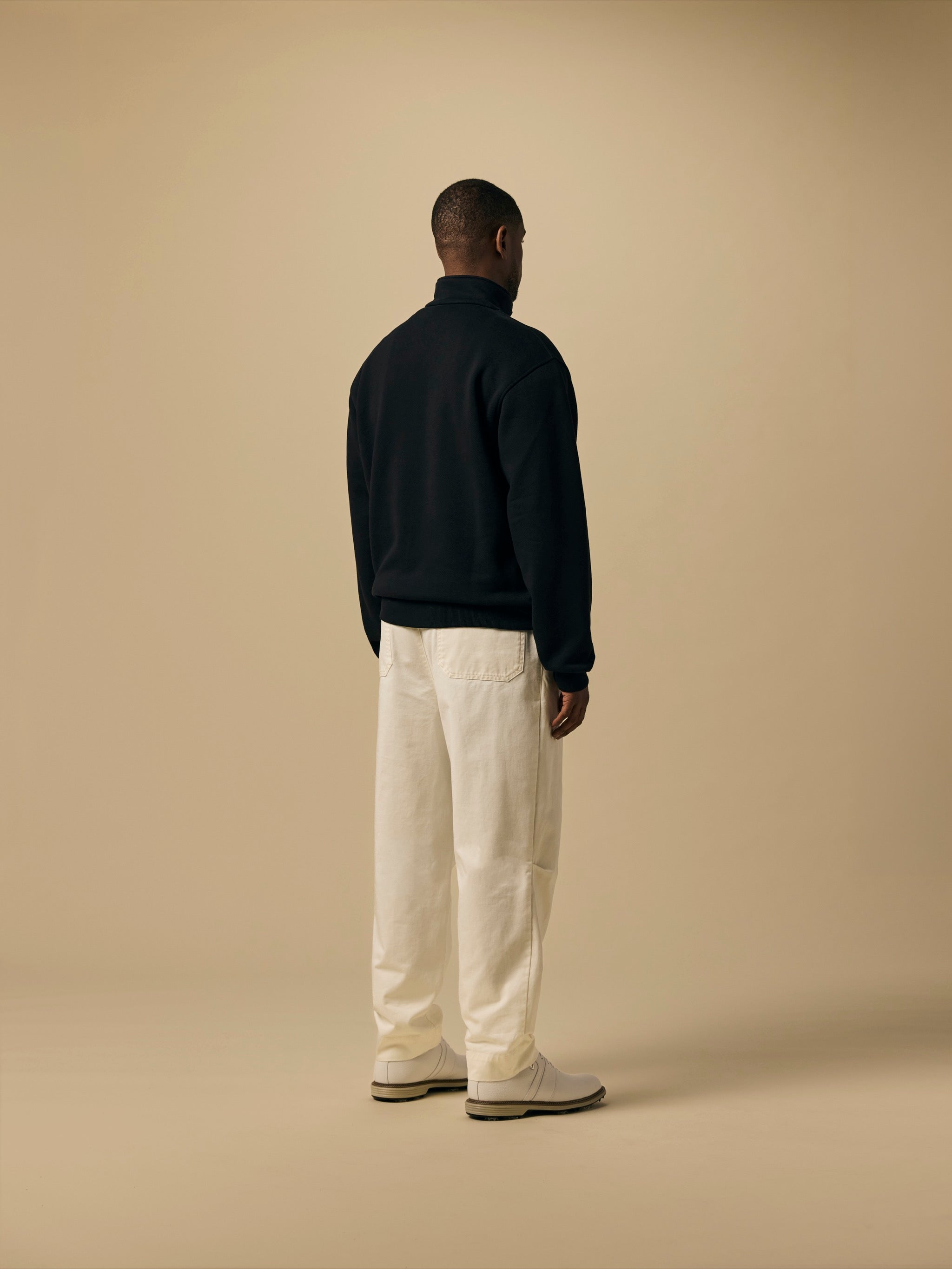 Organic Cotton Fleece Quarter Zip in Black [color:Black]