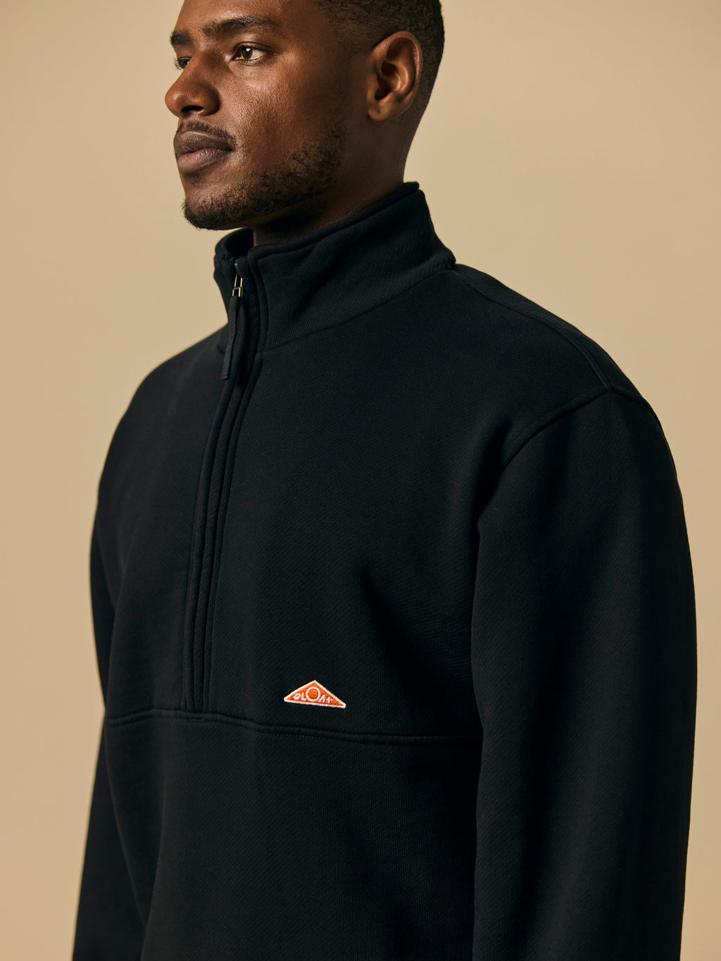 Organic Cotton Fleece Quarter Zip in Black [color:Black]