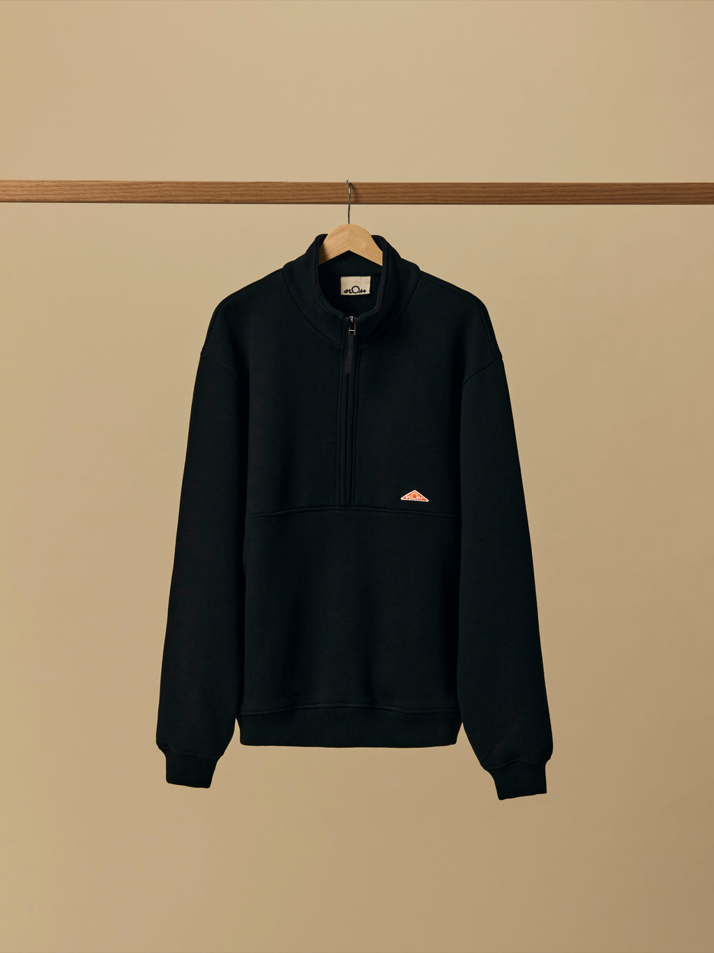 Organic Cotton Fleece Quarter Zip in Black [color:Black]