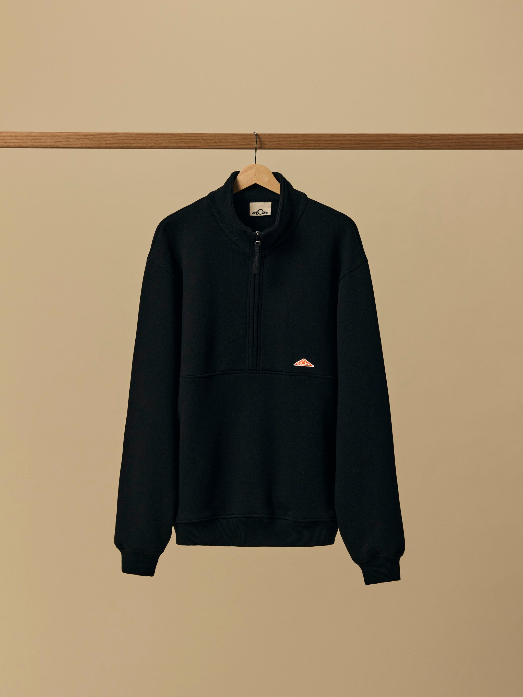 Organic Cotton Fleece Quarter Zip in Black [color:Black]