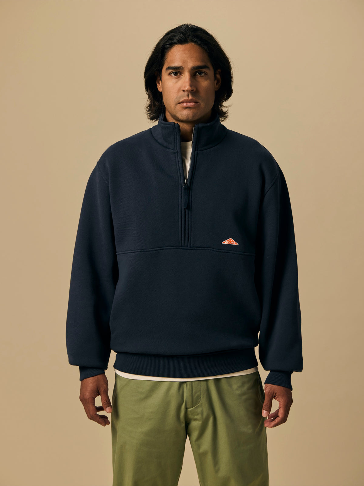 Organic Cotton Fleece Quarter Zip in Navy [color:Navy]