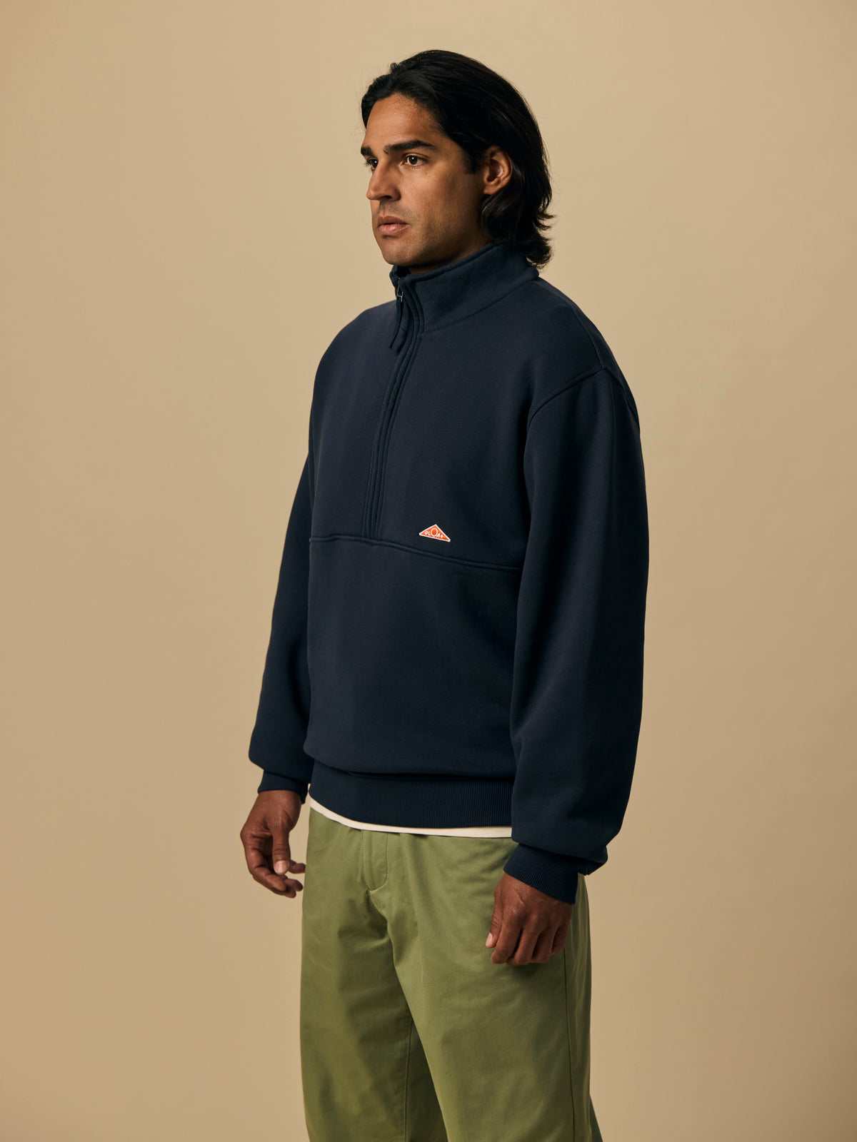 Organic Cotton Fleece Quarter Zip in Navy [color:Navy]