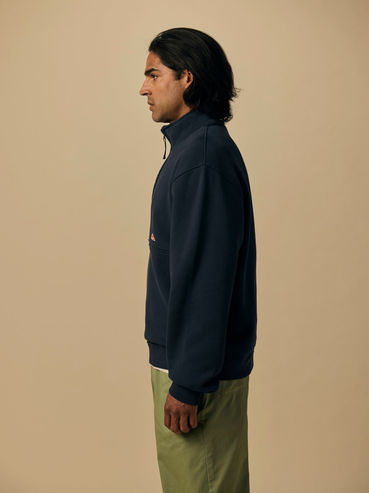 Organic Cotton Fleece Quarter Zip in Navy [color:Navy]