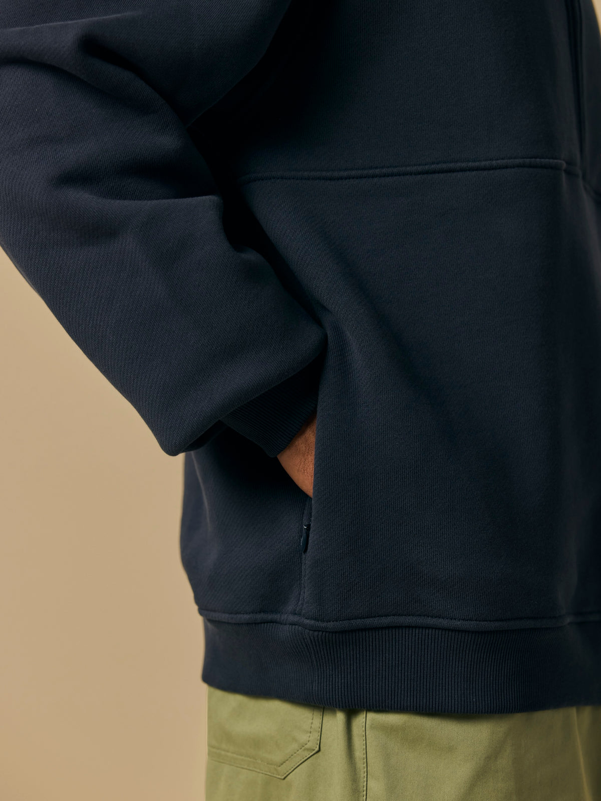Organic Cotton Fleece Quarter Zip in Navy [color:Navy]