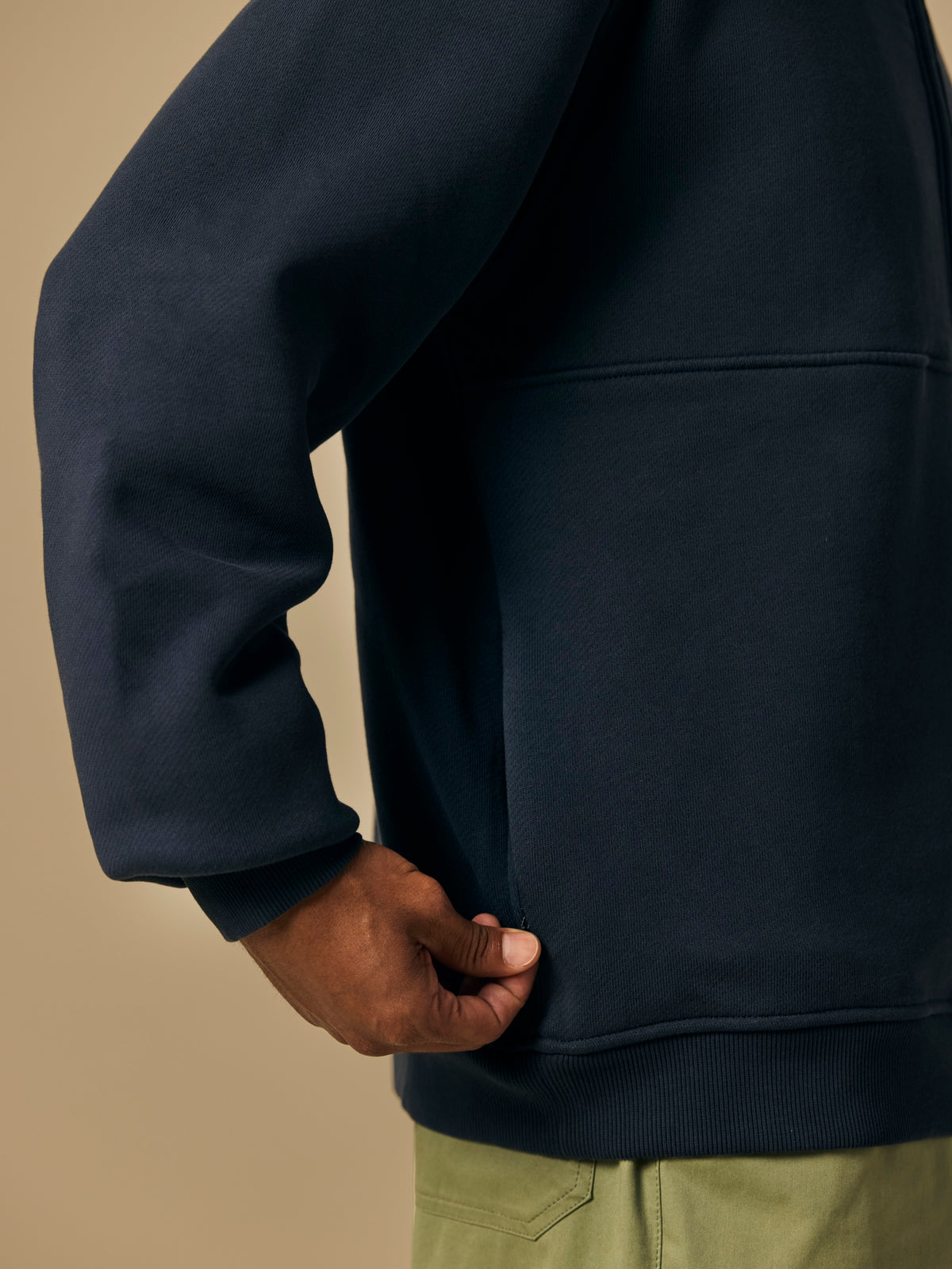 Organic Cotton Fleece Quarter Zip in Navy [color:Navy]