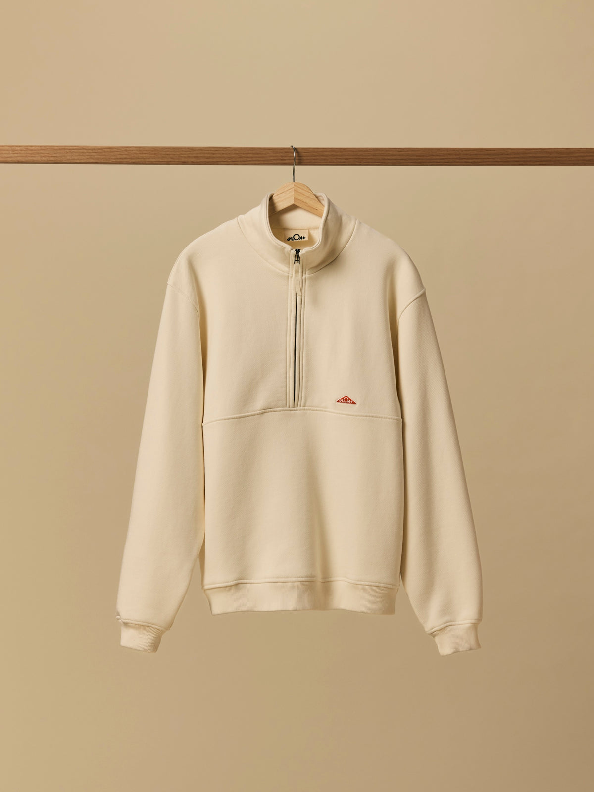 Organic Cotton Fleece Quarter Zip in Seed Pearl [color:Seed Pearl]