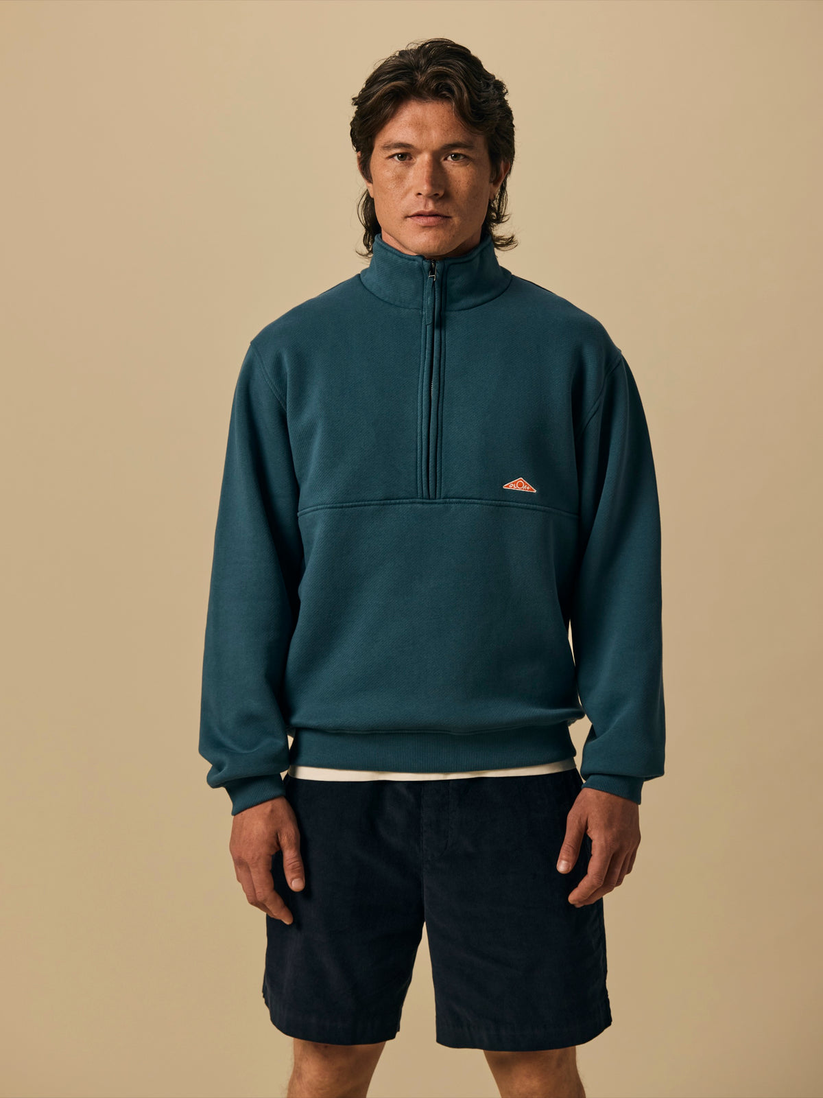 Organic Cotton Fleece Quarter Zip in Stargazer [color:Stargazer]