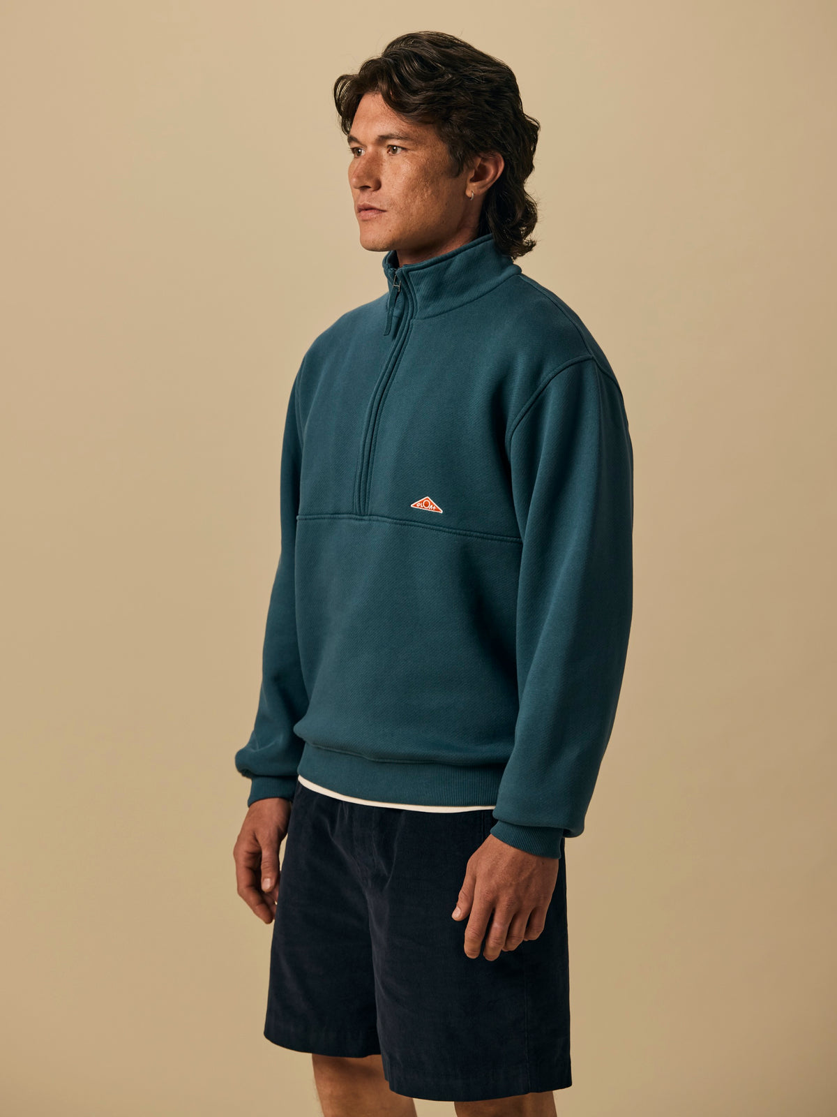 Organic Cotton Fleece Quarter Zip in Stargazer [color:Stargazer]
