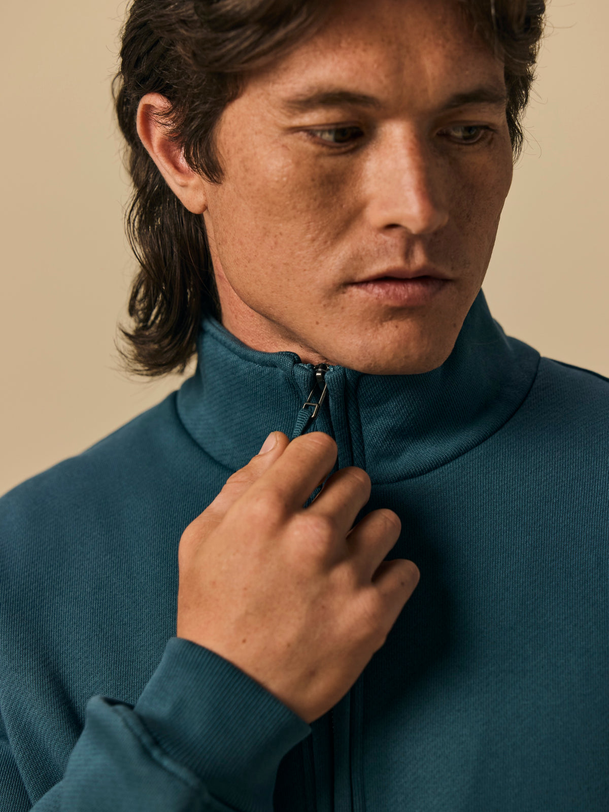 Organic Cotton Fleece Quarter Zip in Stargazer [color:Stargazer]