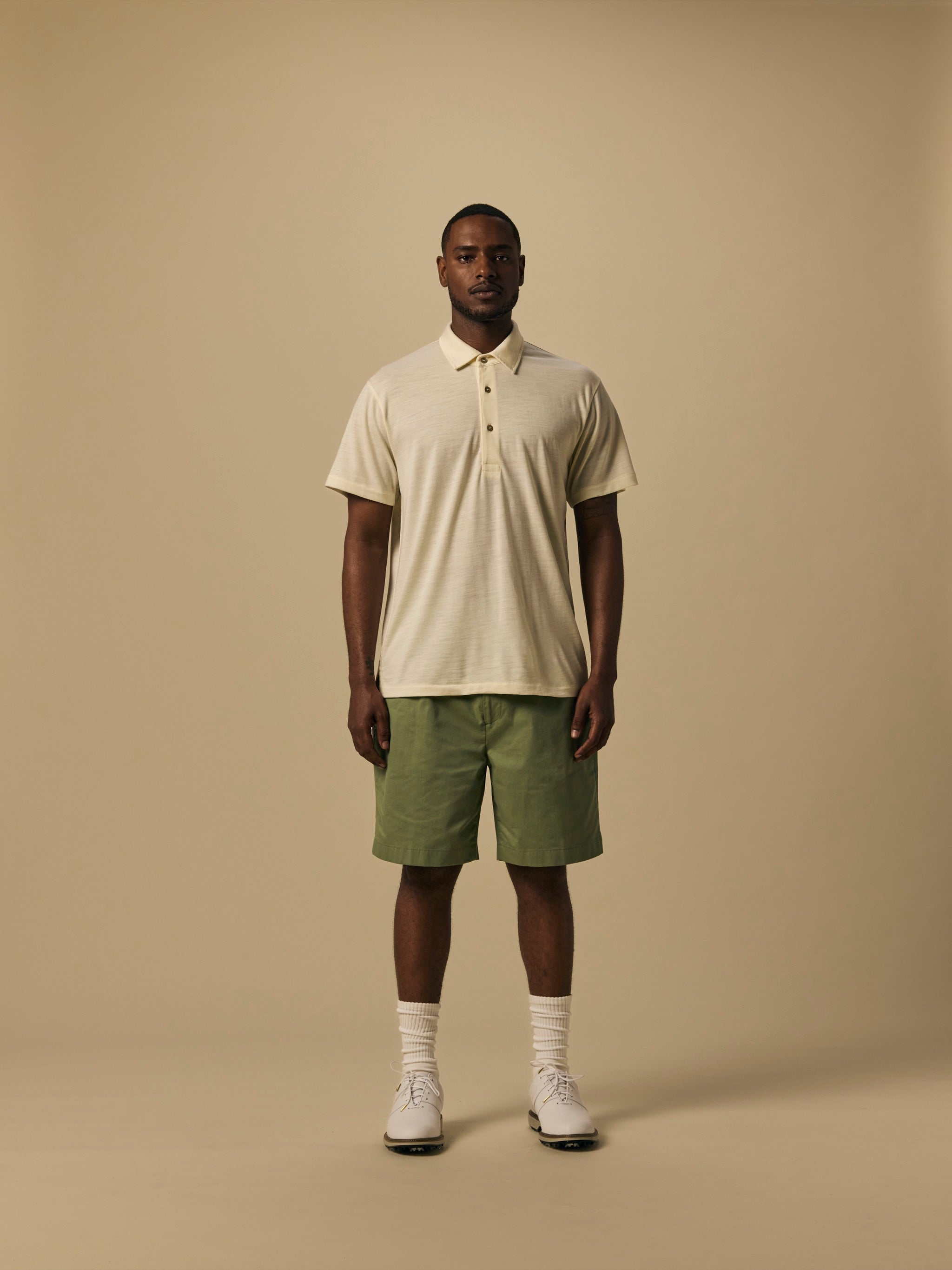 Merino Polo in Seed Pearl [color:Seed Pearl]