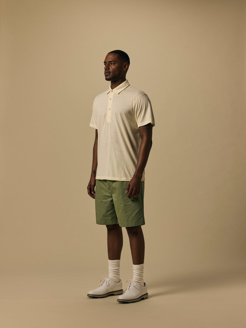 Merino Polo in Seed Pearl [color:Seed Pearl]