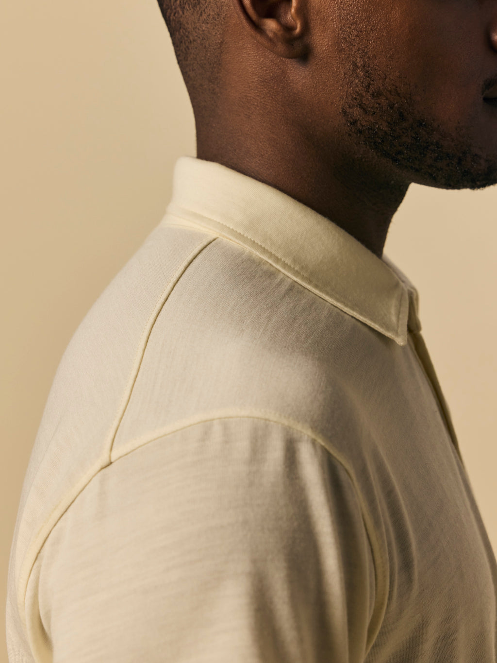 Merino Polo in Seed Pearl [color:Seed Pearl]