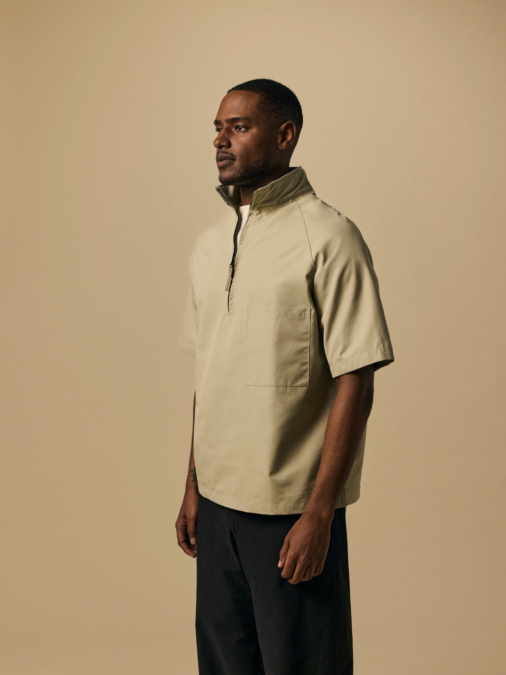 Organic Ventile Wind Shirt in Stone [color:Stone]